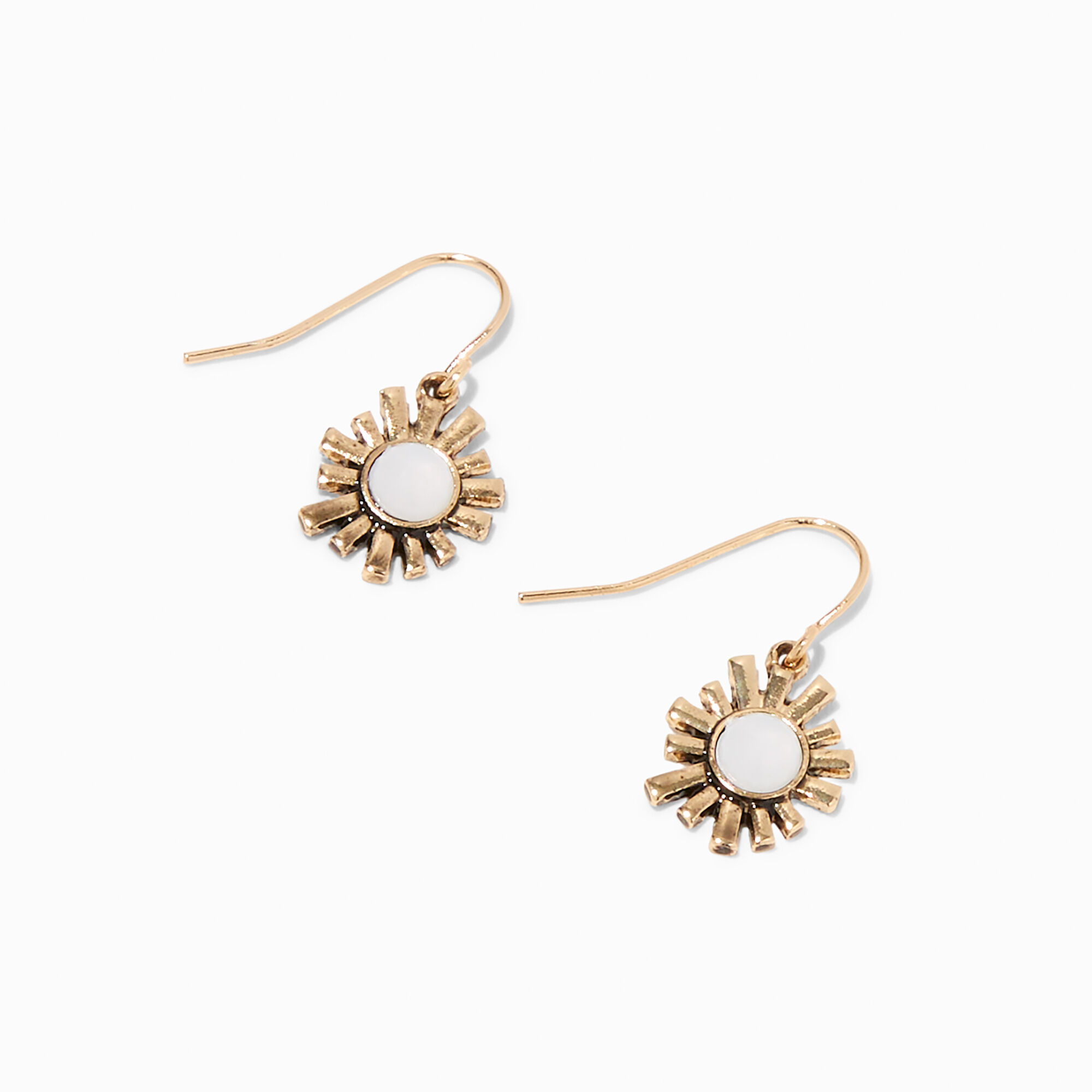 View Claires GoldTone Mini Sunburst Drop Earrings White information