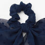 Organza Bow Hair Scrunchie Scarf - Navy,