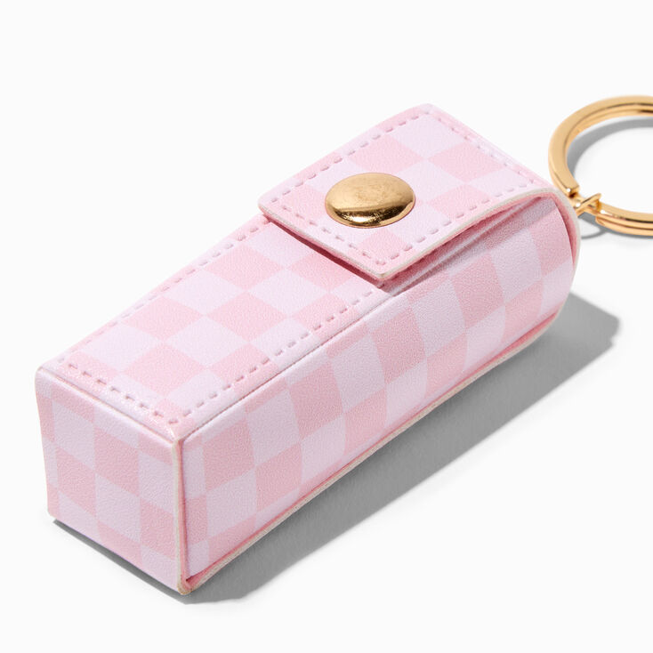 Porte-cl&eacute;s &eacute;tui pour rouge &agrave; l&egrave;vres rose et bleu,