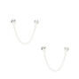 Sterling Silver Crystal Connector Chain Stud Earrings,