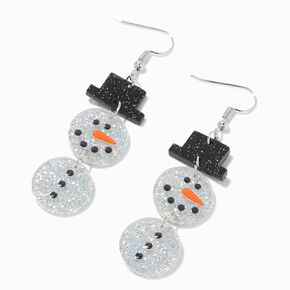 Glittery Hinged Snowman 2&quot; Drop Earrings,