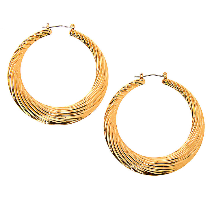 Gold 60MM Textured Hoop Earrings,