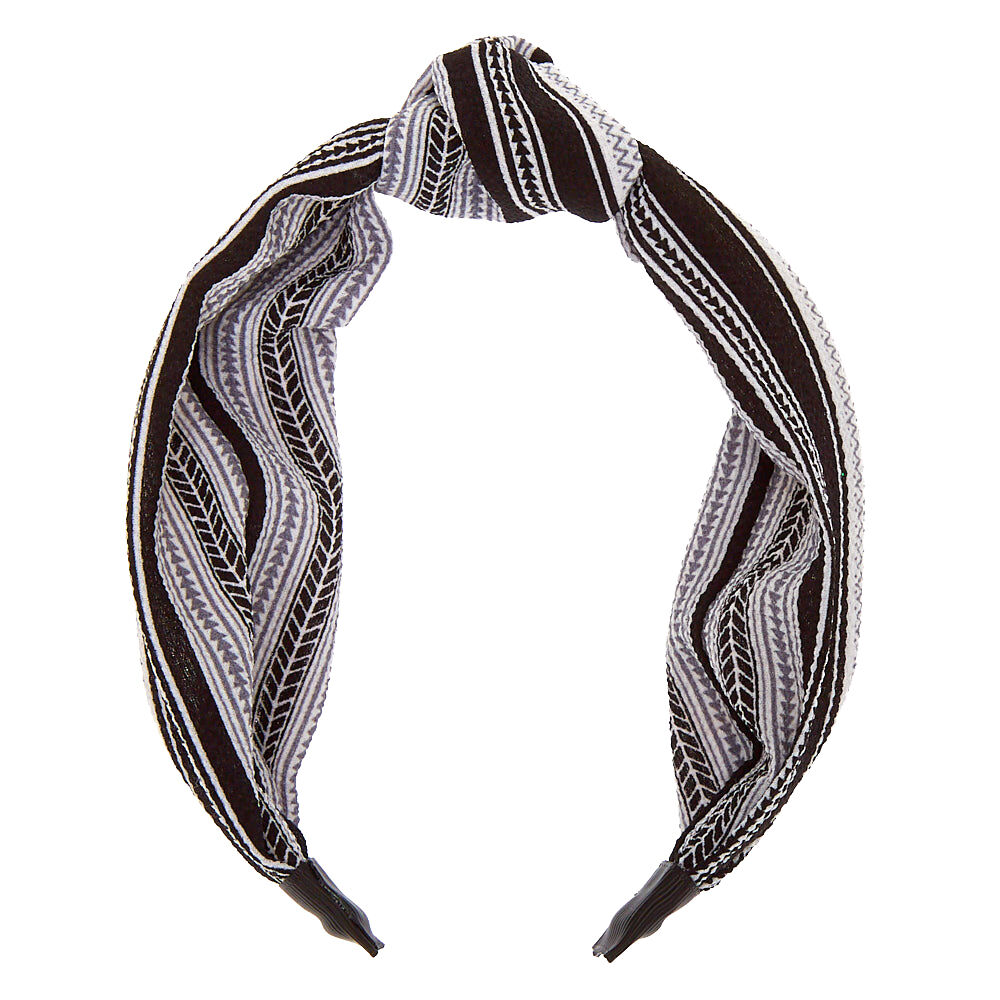 Aztec Knotted Headband - Black,