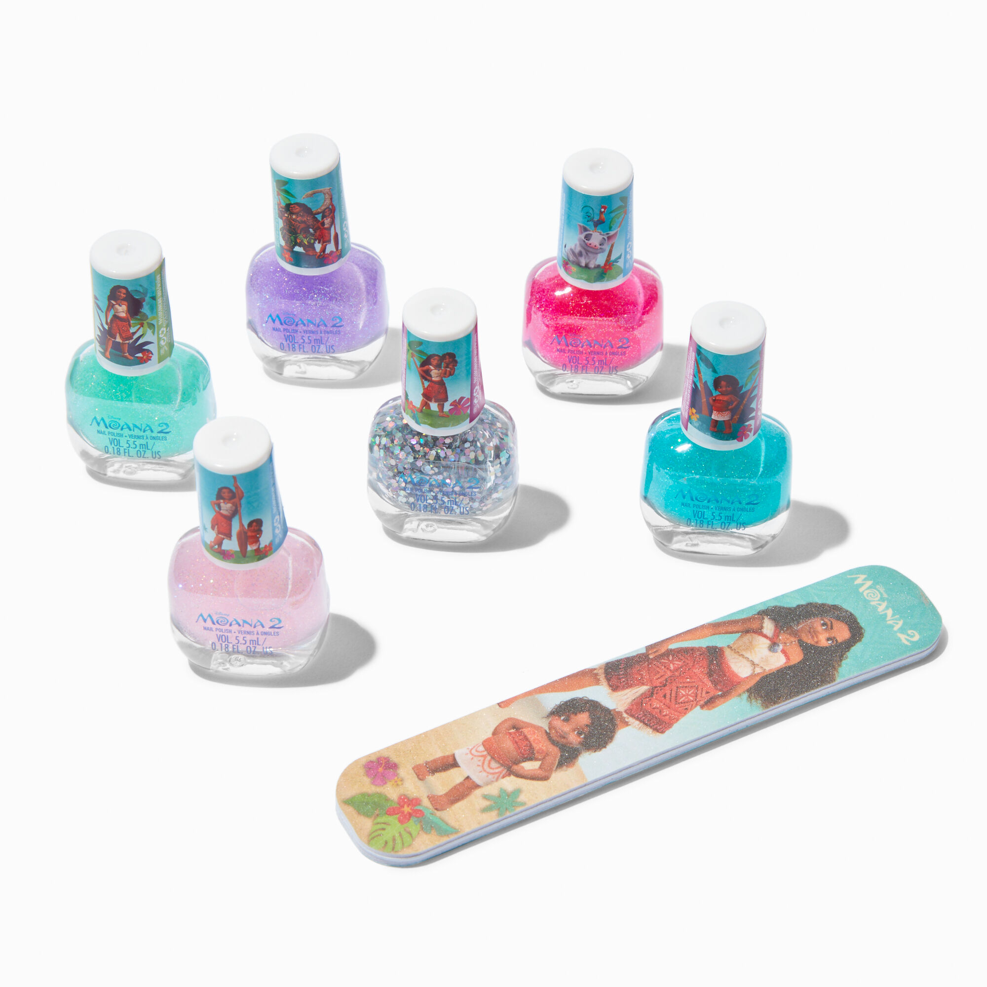 Moana 2 Claire's Exclusive File and Nail Polish - 7 Pack,