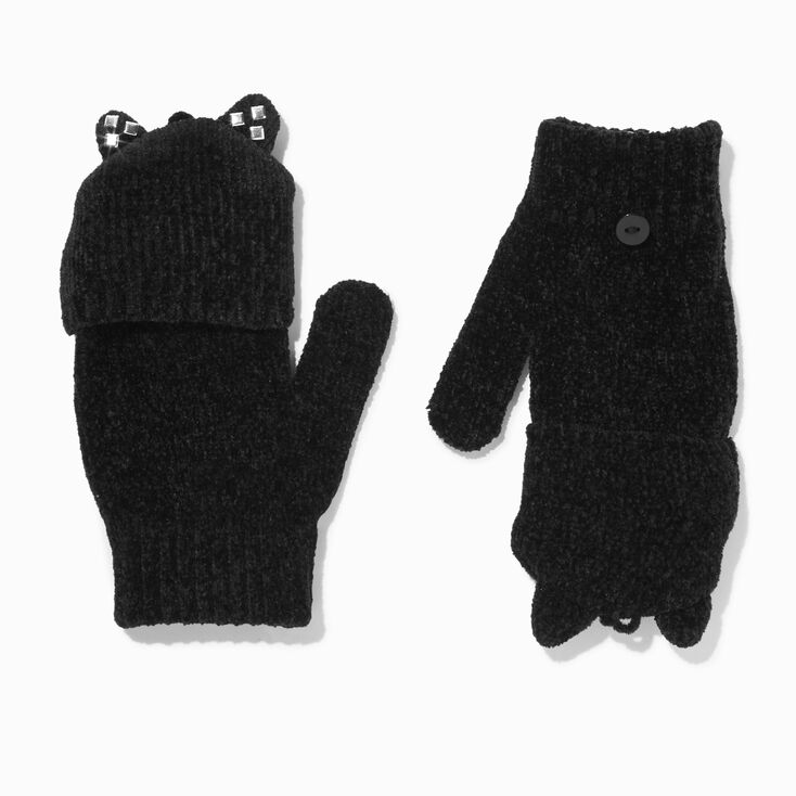 Black Cat Studded Gloves,