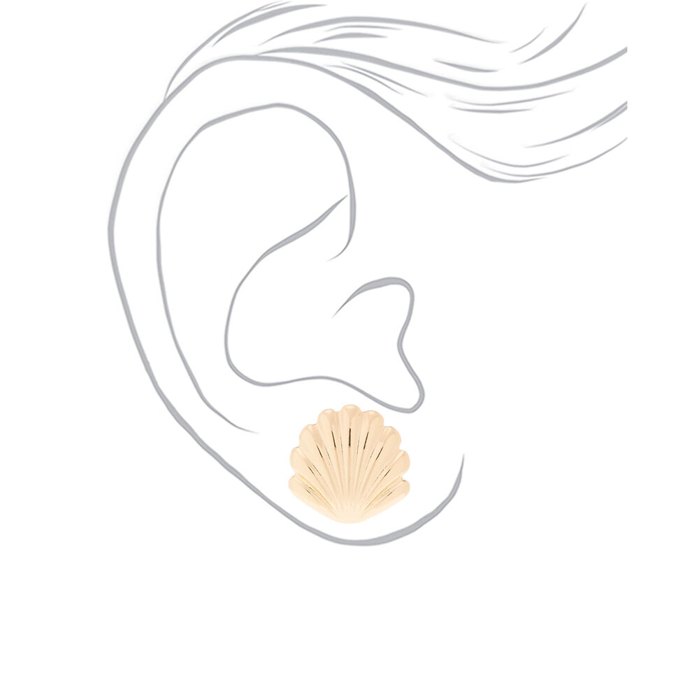 Gold Shell Stud Earrings,