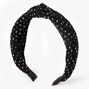 Polka Dot Pleated Knotted Headband - Black,