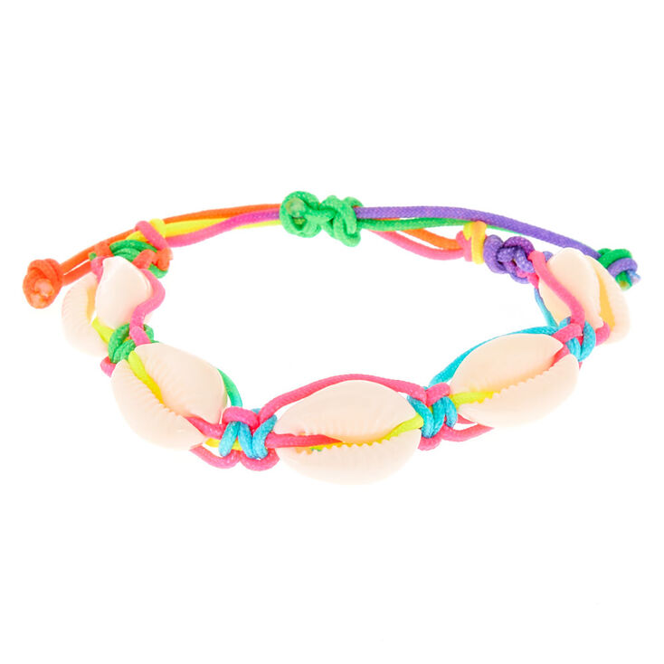 Rainbow Cowrie Shell Adjustable Bracelet,