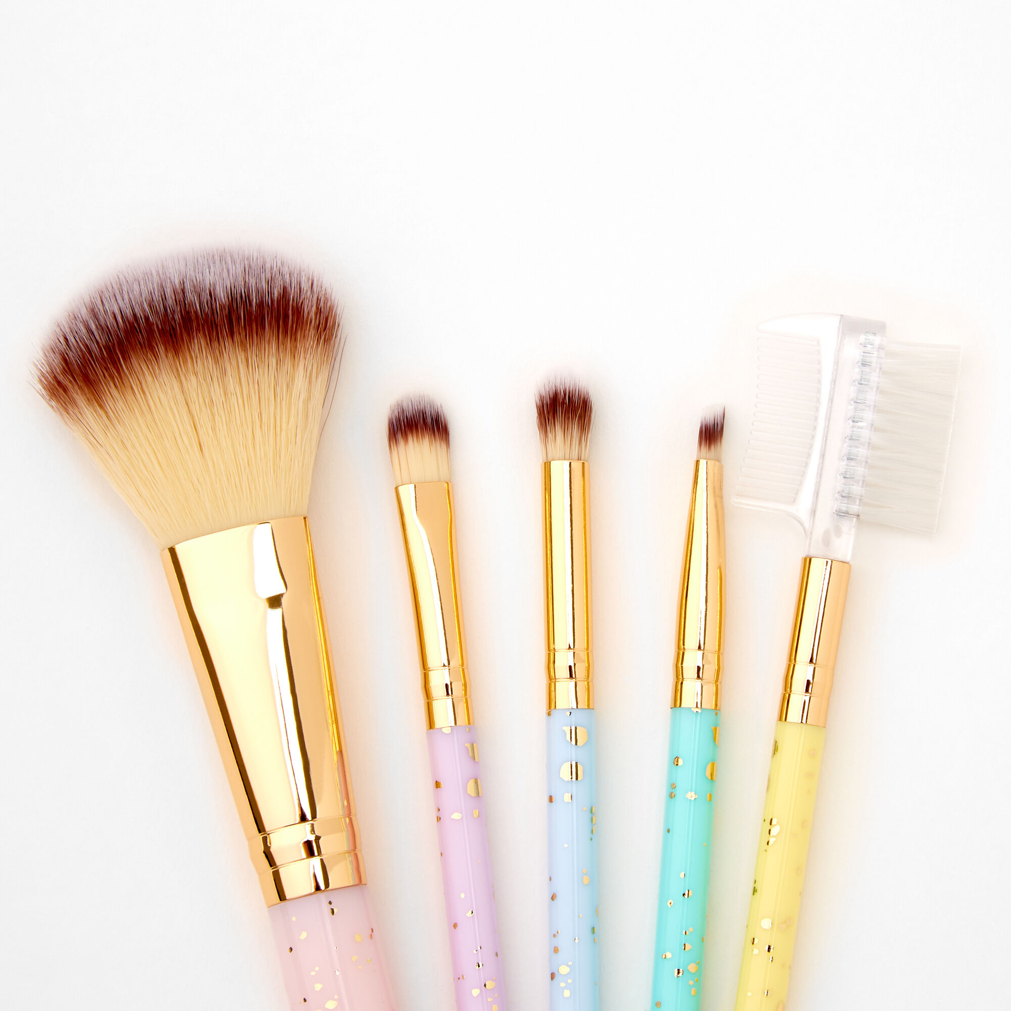 Gold Sparkle Pastel Makeup Brushes - 5 Pack,