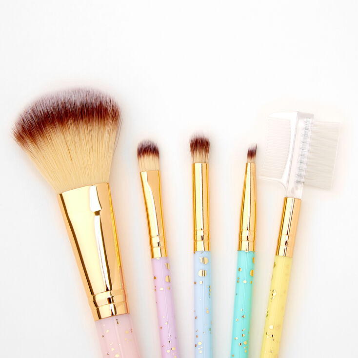 Gold Sparkle Pastel Makeup Brushes - 5 Pack,