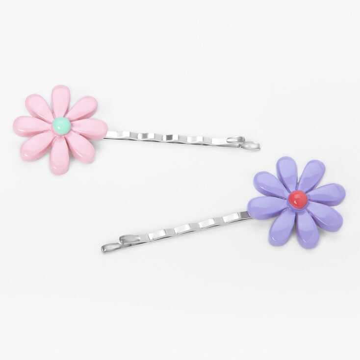 Pink &amp; Purple Flower Hair Pins - 2 Pack,