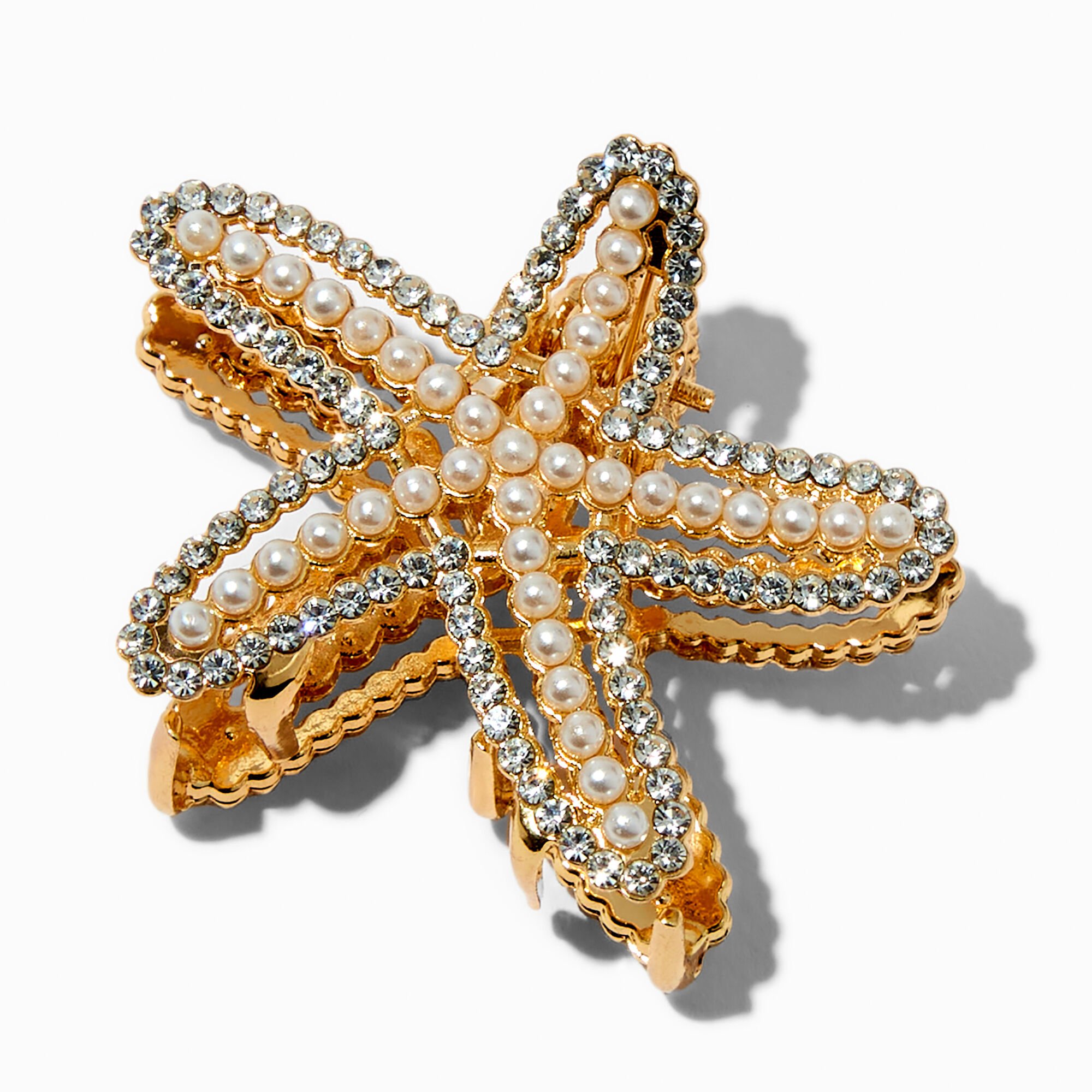 View Claires Pearl Crystal Starfish Hair Claw Gold information