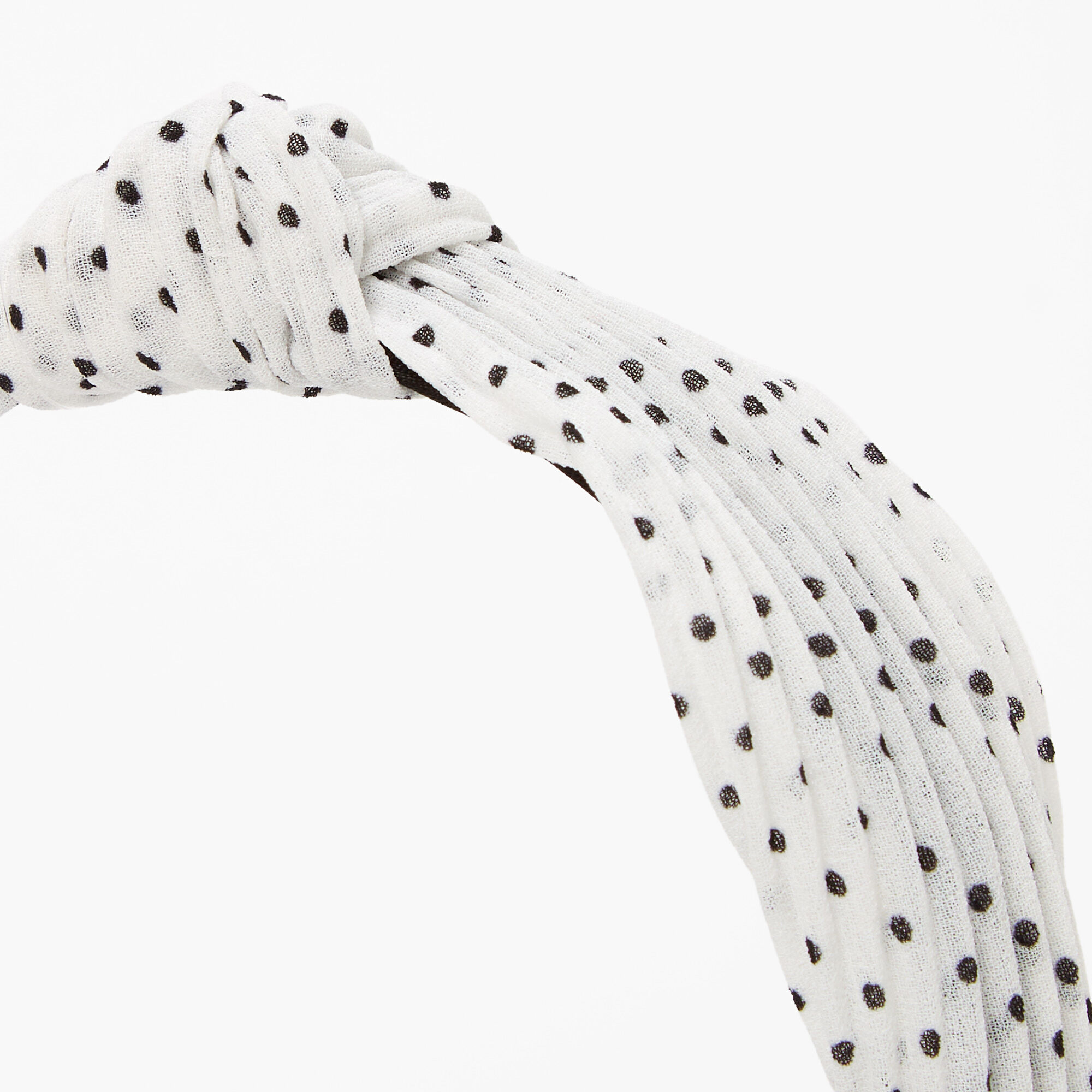 Claire's Club Polka Dot Pleated Knotted Headband - White,
