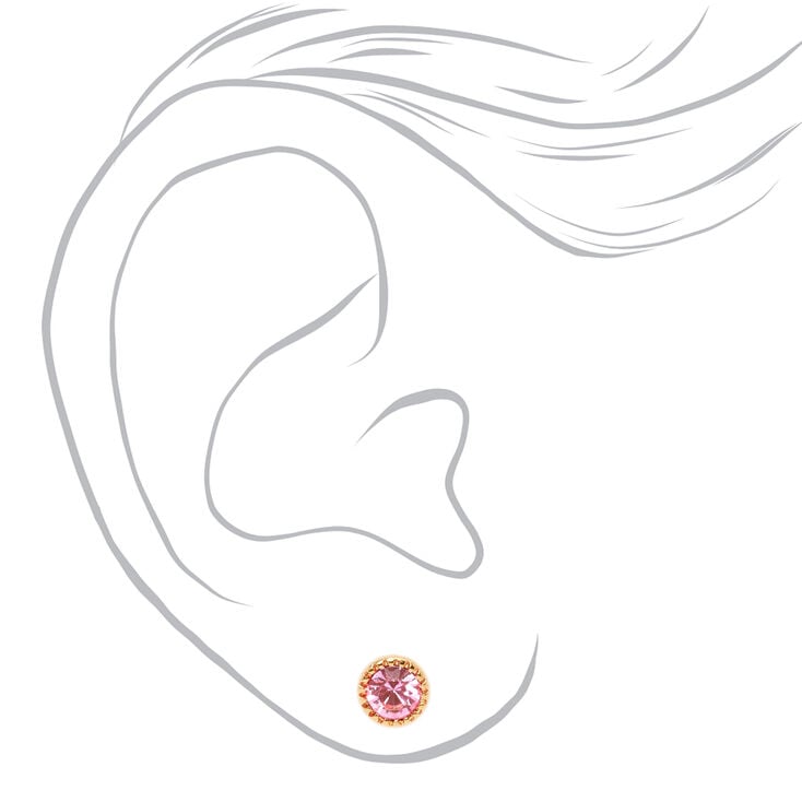 Clous d&#39;oreilles avec strass pastel 5&nbsp;mm couleur dor&eacute;e - Lot de 9,