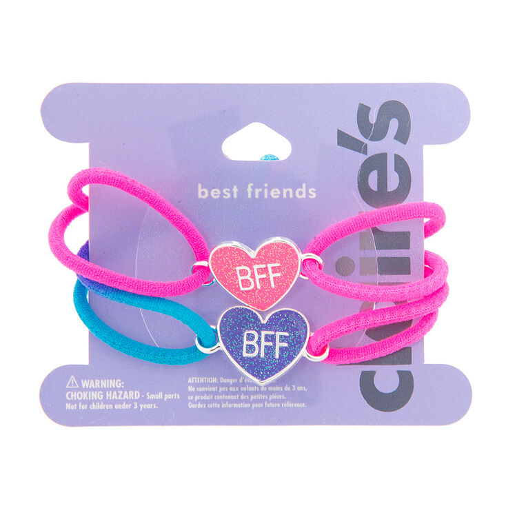Bracelets Meilleures Amies &agrave; corde n&eacute;on c&oelig;urs paillet&eacute;s,