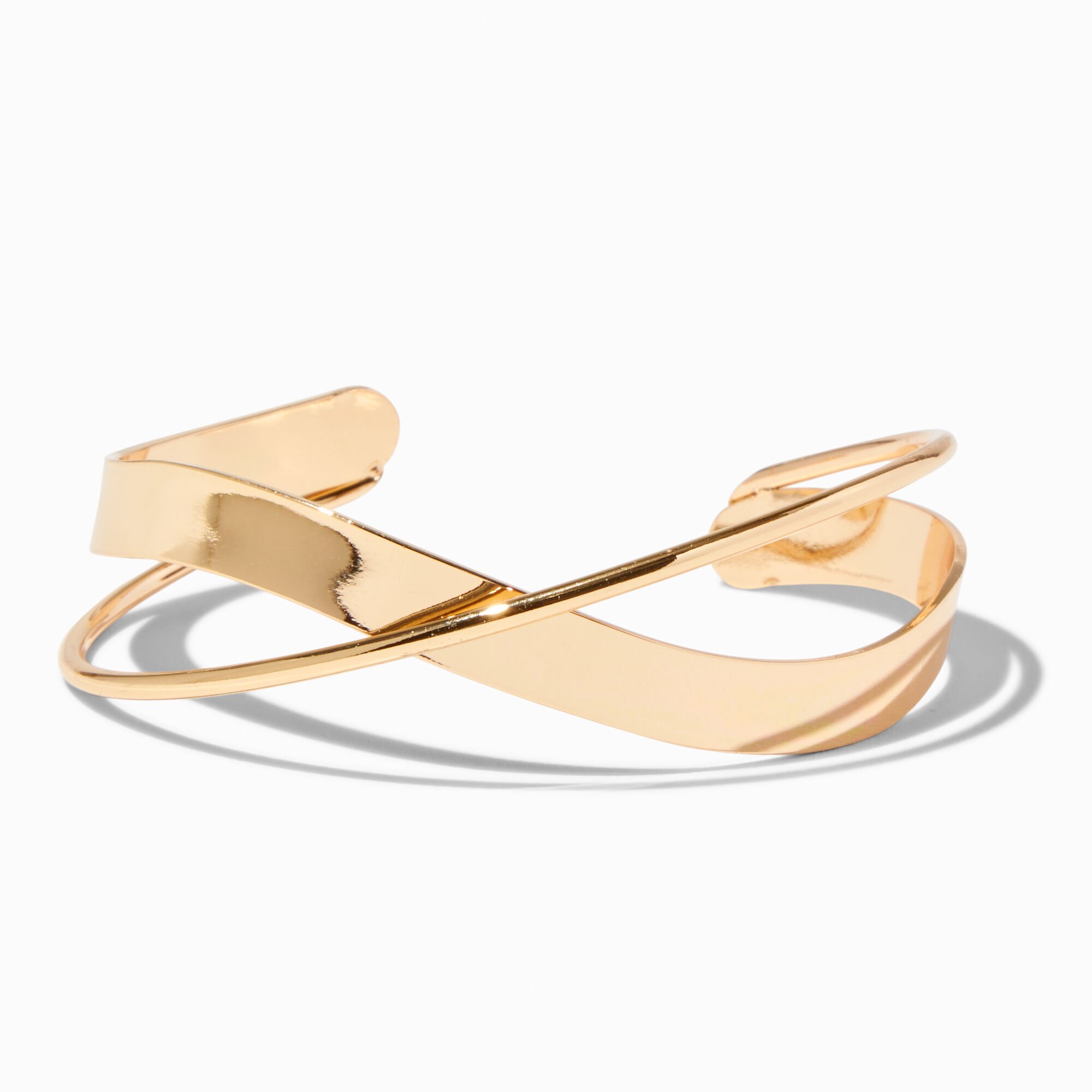 View Claires Tone Crossover Cuff Bracelet Gold information