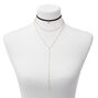 Collier multi-rangs ras-de-cou cordon c&oelig;ur couleur dor&eacute;e - Noir,