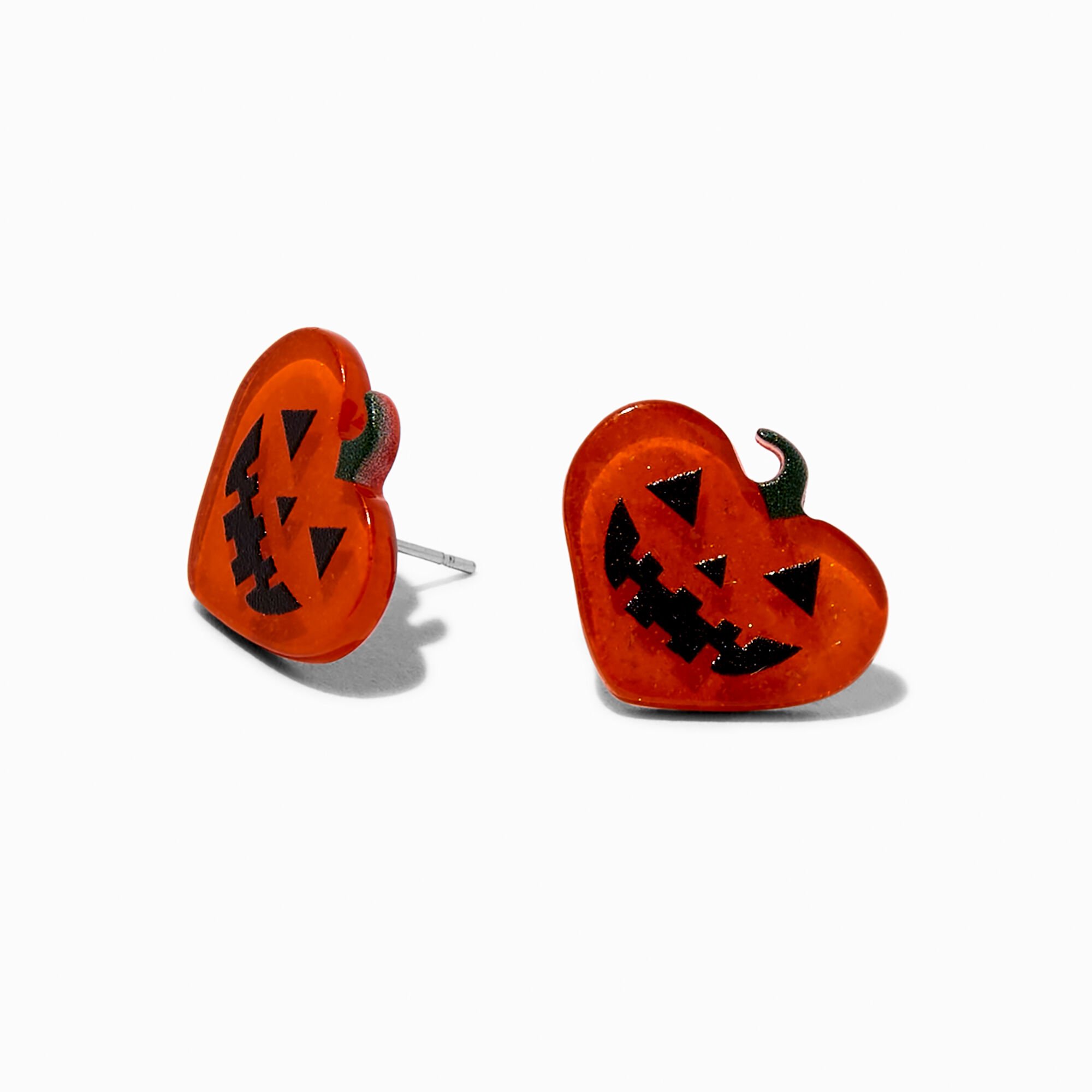 Jack-o-Lantern Heart Halloween Stud Earrings,