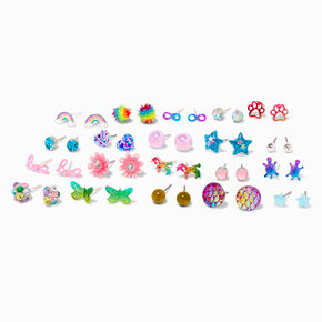 Rainbow Mix Stud Earrings - 20 Pack,