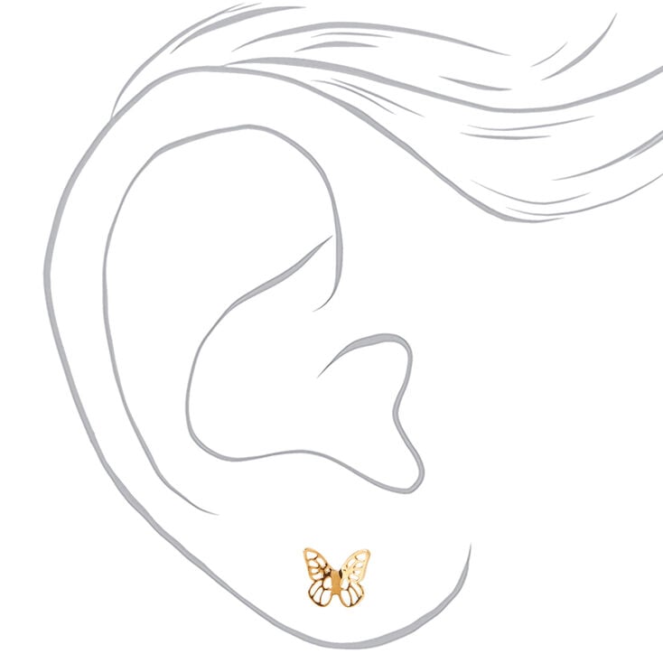 C LUXE by Claire&#39;s 18k Yellow Gold Plated Butterfly Stud Earrings,