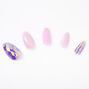 Disco Stiletto Faux Nail Set - Lavender, 24 Pack,