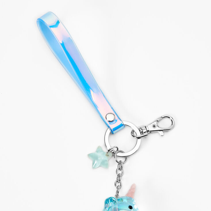 Holographic Blue Unicorn Trio Keychain,