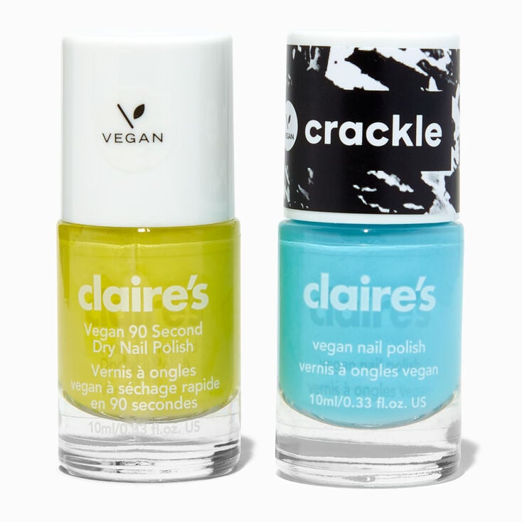 Blue &amp; Yellow Crackle Vegan Nail Polish Set - 2 Pack,