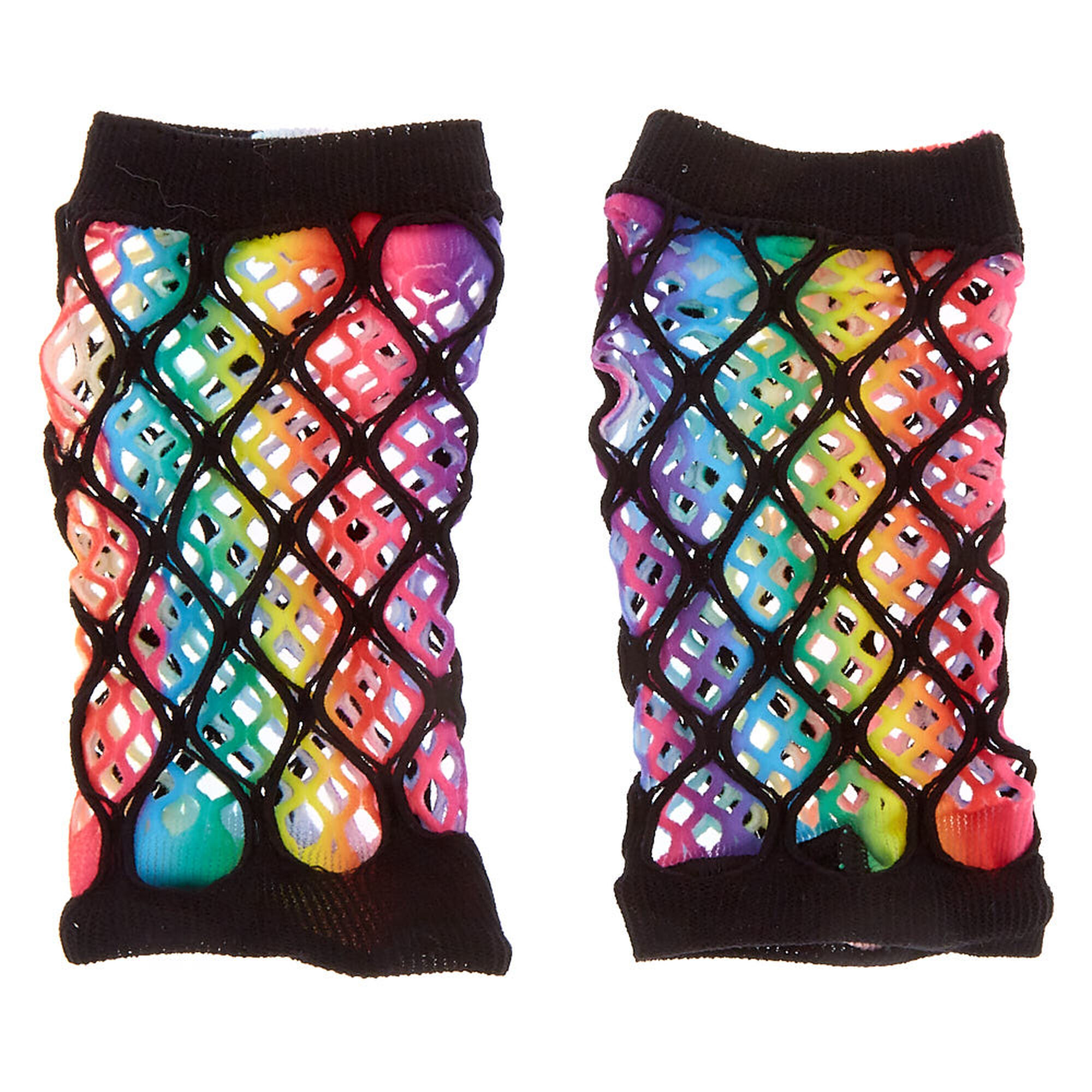 Rainbow Fishnet Arm Warmers | Claire's