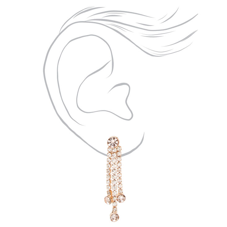 Rose Gold Crystal Waterfall Necklace &amp; 1&quot; Drop Earrings Set - 2 Pack,