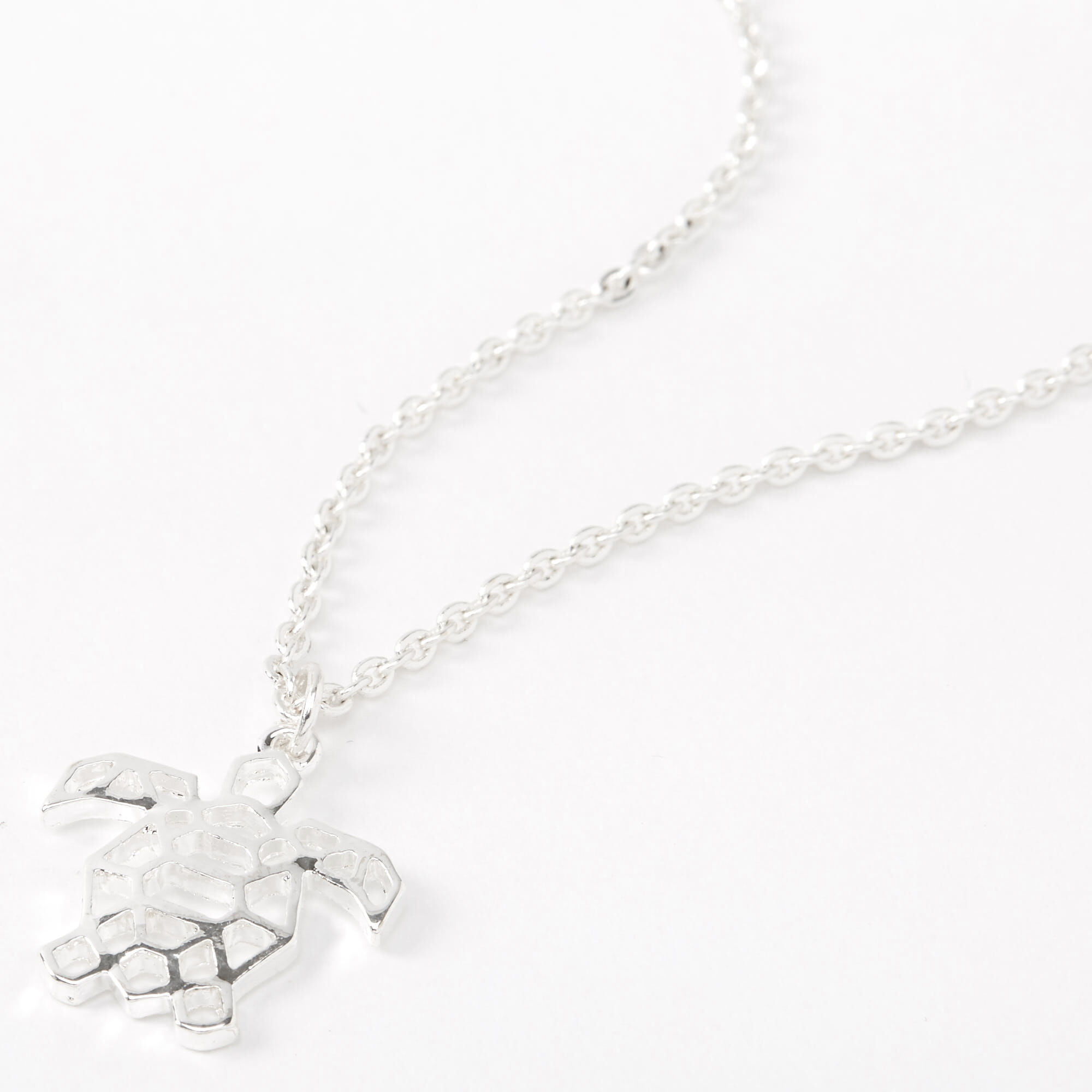 Silver Origami Turtle Pendant Necklace