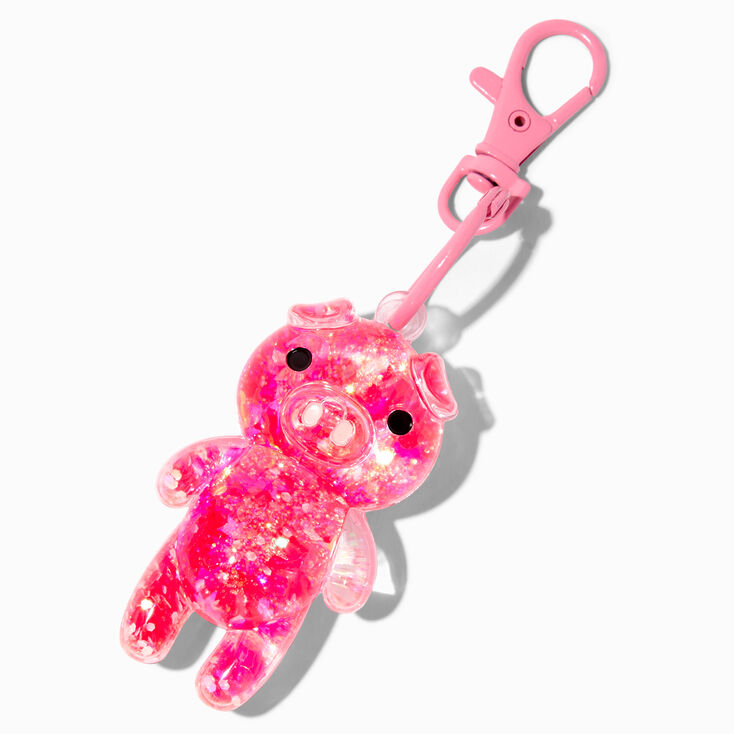 Pink Pig Water-Filled Glitter Keychain