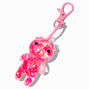 Porte-cl&eacute;s &agrave; paillettes rempli d&rsquo;eau cochon rose,