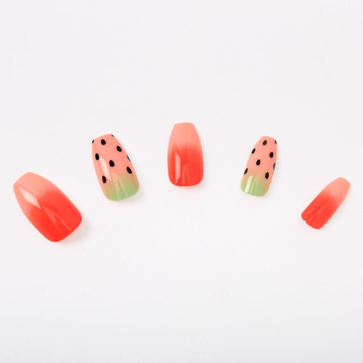 Watermelon Coffin Faux Nail Set 24 Pack Claire S