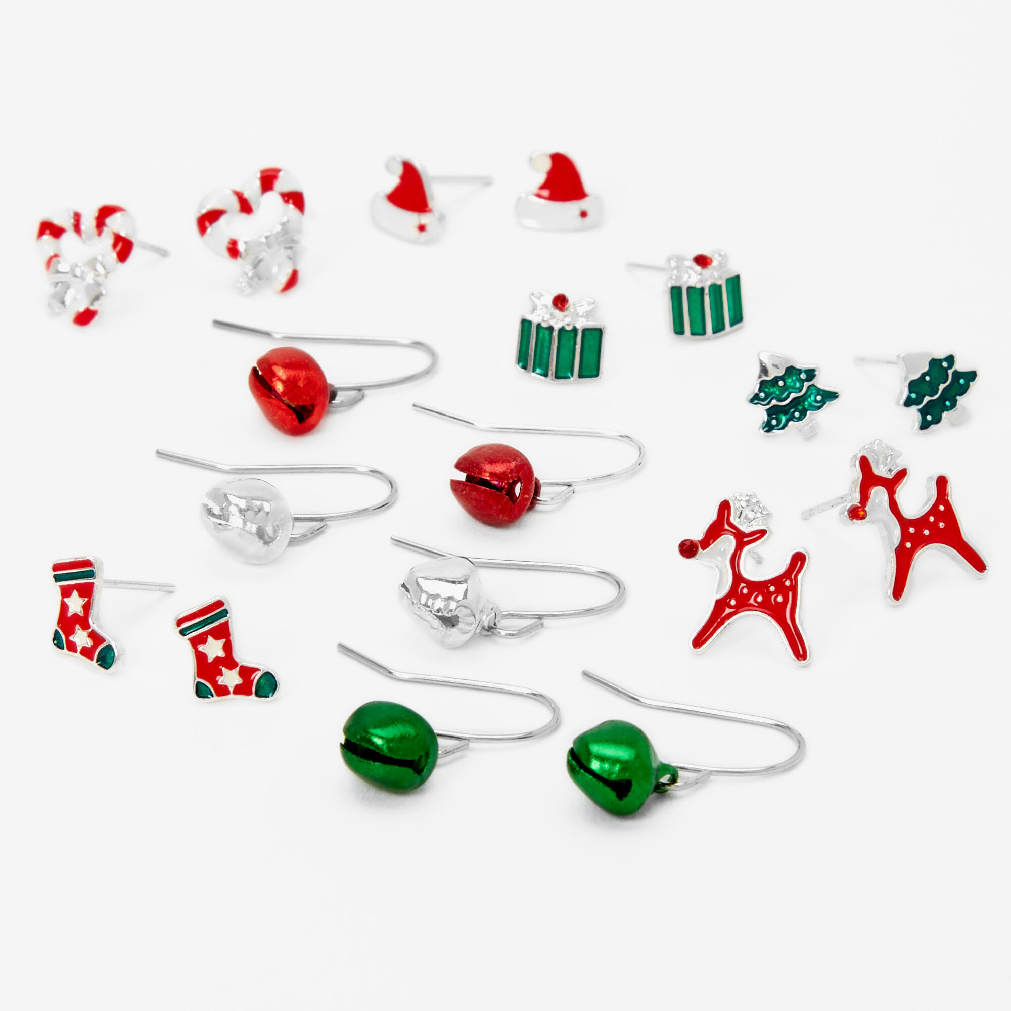Christmas Silver 1'' Holiday Mixed 9 Pack | Claire's