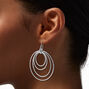 Silver-tone Twisted Ring 1.5&quot; Drop Earrings ,