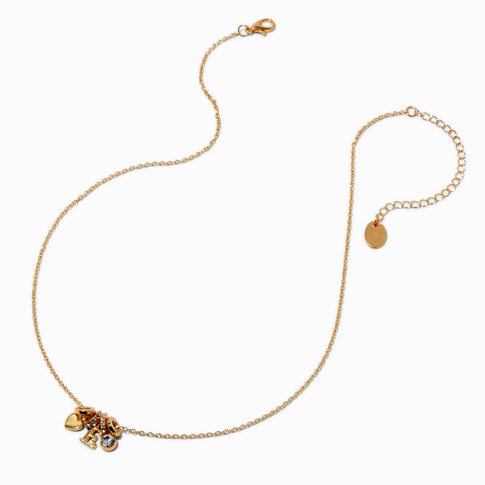 Gold-tone Initial Charm Pendant Necklace - E,