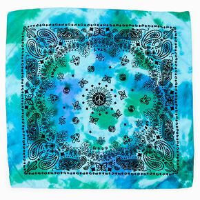 Blue &amp; Green Tie Dye Bandana Headwrap,