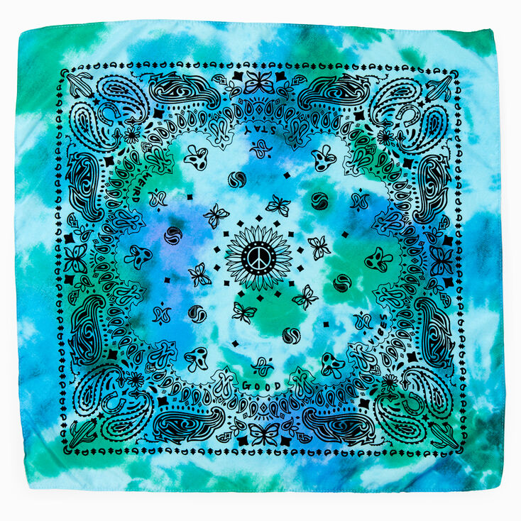 Blue &amp; Green Tie Dye Bandana Headwrap,