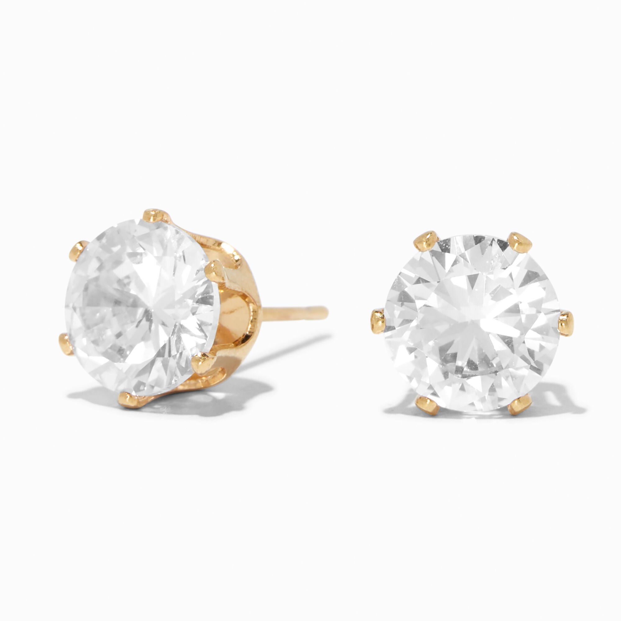 View Claires 18K Plated Cubic Zirconia 8MM Cupcake Stud Earrings Gold information