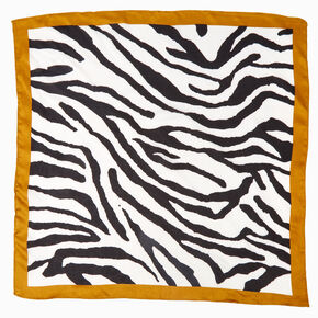 Black Zebra Print Mustard Silky Bandana Headwrap,