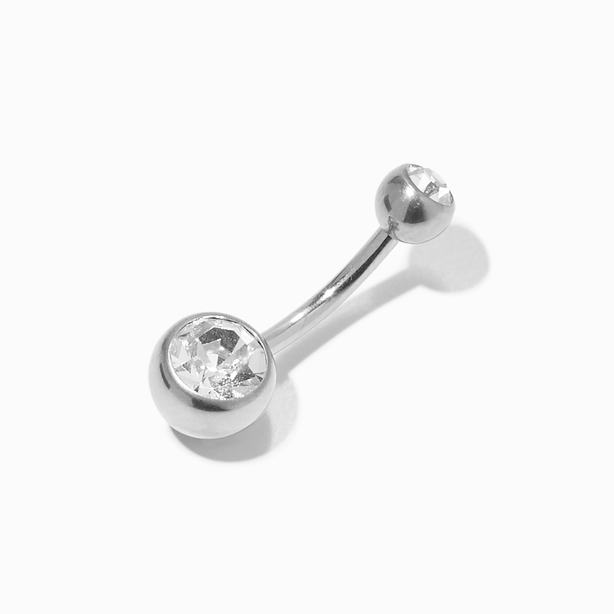 View Claires Titanium 14G Crystal Belly Ring Silver information