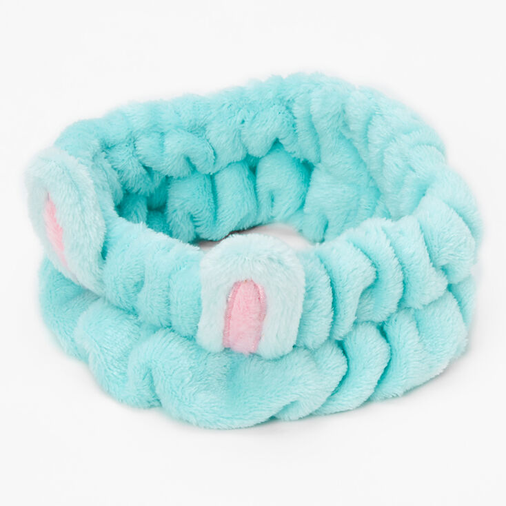 Plush Mint Bunny Ear Makeup Headwrap,