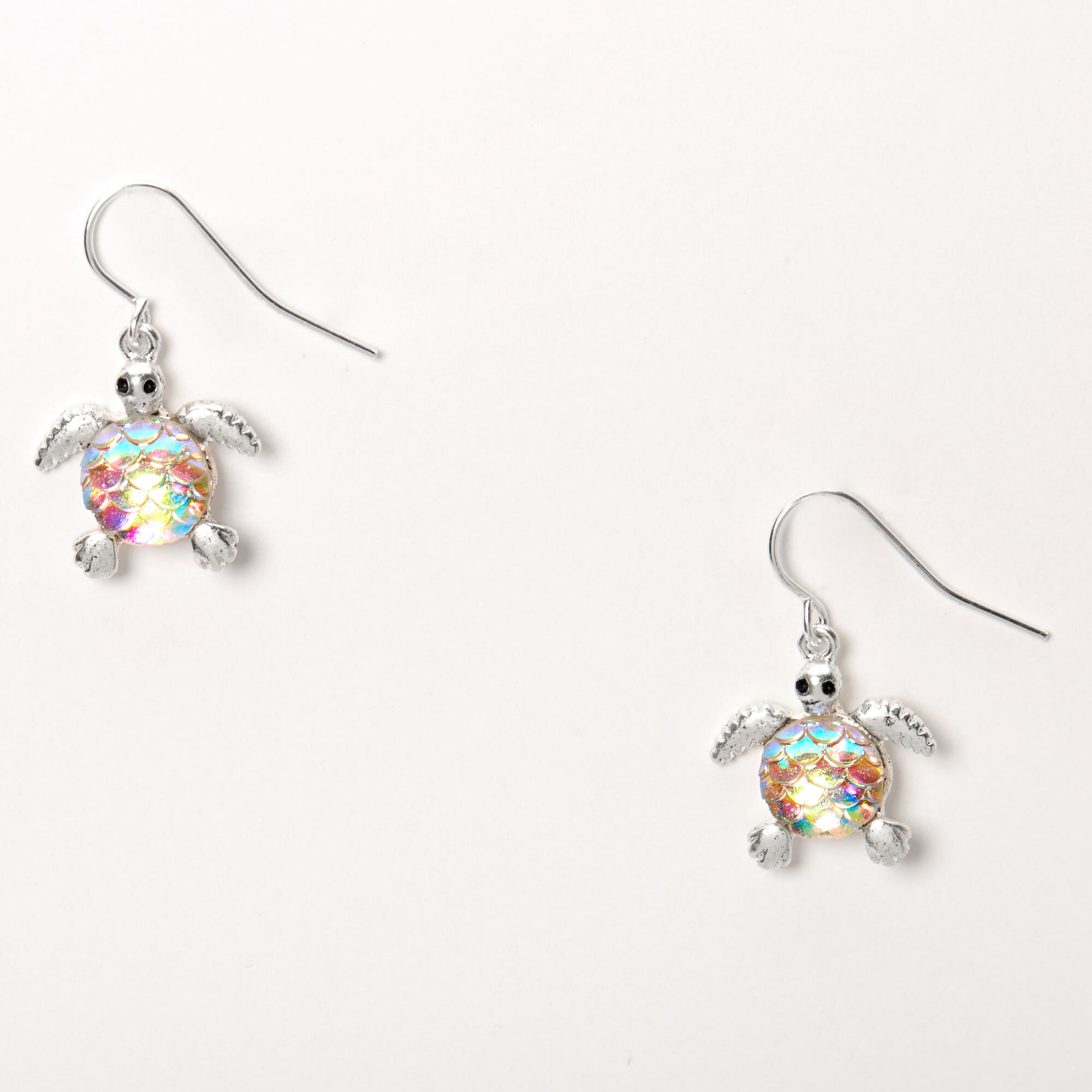 View Claires 1 Iridescent Scale Turtle Drop Earrings Silver information