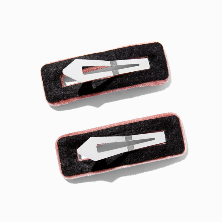 Blush Pink Velvet Snap Hair Clips - 2 Pack,