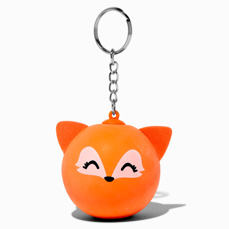 Porte-cl&eacute;s boule anti-stress renard orange,