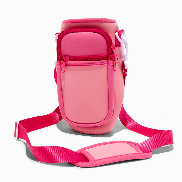 Pink Colourblock Crossbody Water Bottle Holder,