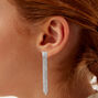 Silver Crystal 2.5&quot; Fringe Drop Earrings,