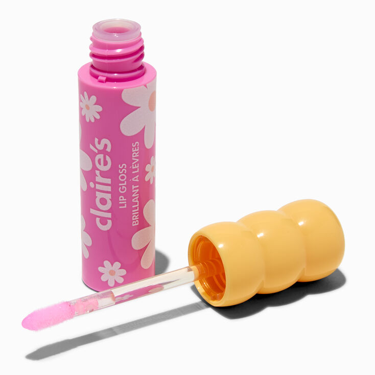 Yellow Daisy Pink Lip Gloss Wand,