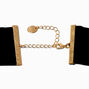Gold-tone Heart Black Velvet Bow Choker Necklace,
