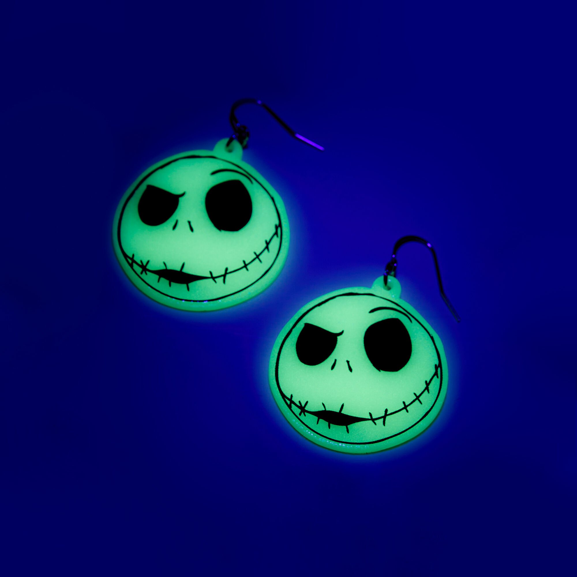 Disney Tim Burton's The Nightmare Before Christmas Claire's Exclusive Glow in the Dark Jack Skellington Drop Earrings,
